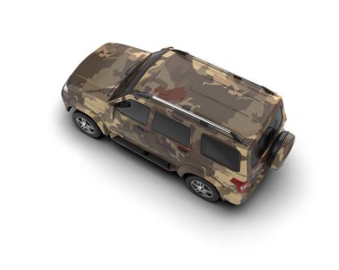 Modern SUV beyaz arka planda izole edildi. 3d oluşturma