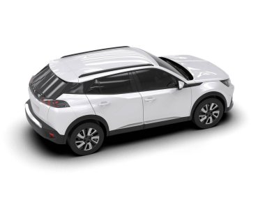 Modern araba arka planda izole edilmiş. 3D görüntüleme - illüstrasyon