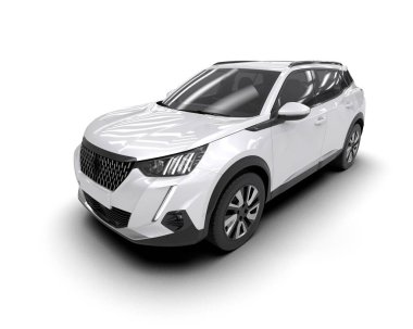 modern SUv beyaz arkaplanda izole edildi. 3d görüntüleme - illüstrasyon