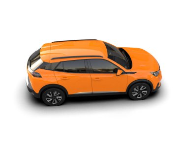 Modern SUV arabası beyaz arka planda izole edilmiş. 3D görüntüleme - illüstrasyon