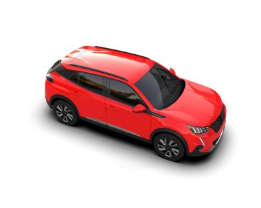Kırmızı cip. Modern araba. 3d oluşturma.