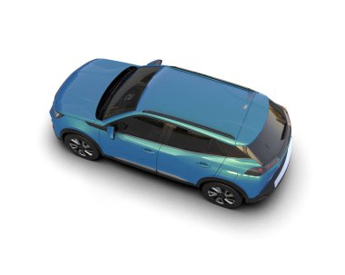 mavi modern elektrikli araba - üst görünüm