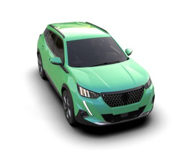 Modern araba arka planda izole edilmiş. 3D görüntüleme - illüstrasyon