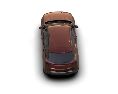 beyaz arkaplanda araba, üst görünüm.