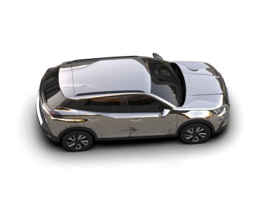 Siyah SUV arabası beyaz arka planda izole edilmiş. 3d illüstrasyon.