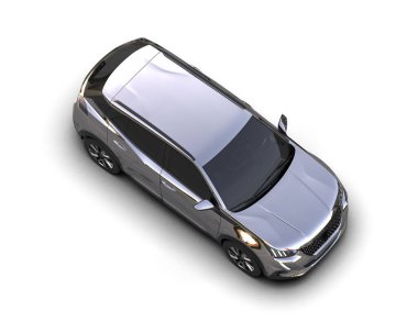 Modern araba arka planda izole edilmiş. 3D görüntüleme - illüstrasyon