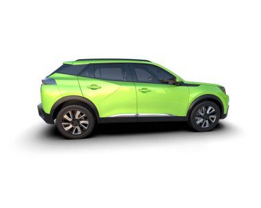 Beyaz arka planda modern SUV. 3d oluşturma