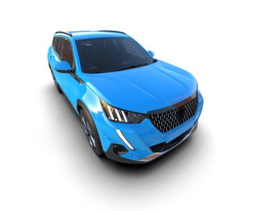 beyaz arka planda modern mavi araba