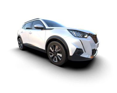 SUV beyaz arka planda izole edildi. 3d oluşturma