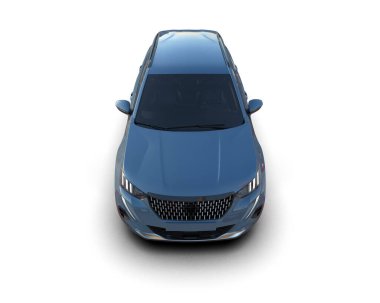 Gri arka planda izole edilmiş mavi lüks araba.