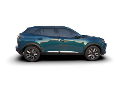 mavi arka planı olan mavi bir SUV