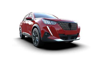 Beyaz arka planda modern SUV. 3d oluşturma.