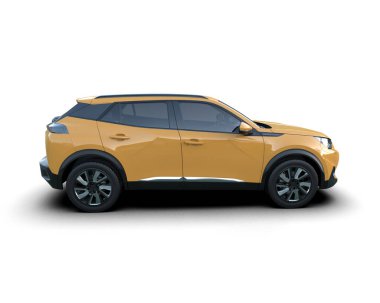 Beyaz arka planda modern bir araba. 3d oluşturma