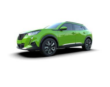 beyaz arkaplandaki modern araba 3 boyutlu görüntüleme