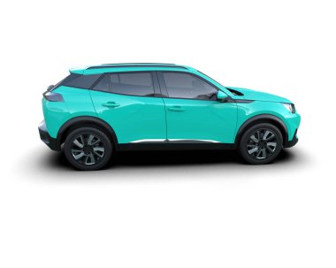 Beyaz arka planda bir araba. Tasarımınız için modern bir araba. 3d illüstrasyon