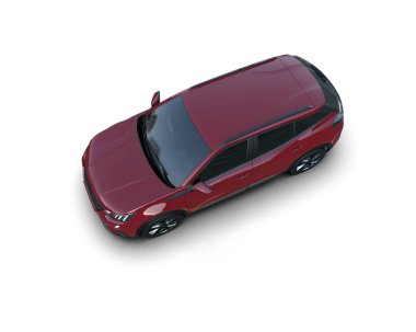 Modern araba arka planda izole edilmiş. 3D görüntüleme - illüstrasyon