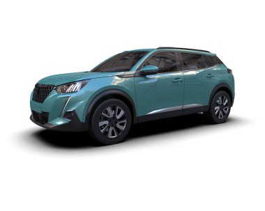 beyaz zemin üzerinde modern kompakt şehir otomobili