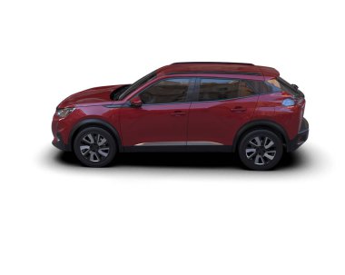 beyaz arkaplan üzerinde modern SUv 3D görüntüleme