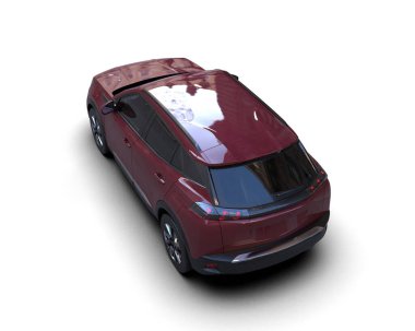 Beyaz arka planda kırmızı modern arazi aracı. 3d oluşturma.