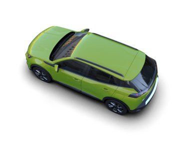 yeşil modern araba - üst görünüm