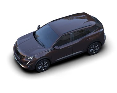 Beyaz arka planda modern bir araba. 3d oluşturma