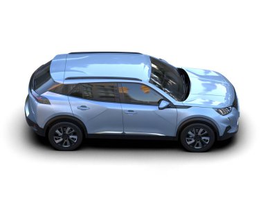 Stüdyo ortamında markasız bir SUV 'un 3 boyutlu çizimi