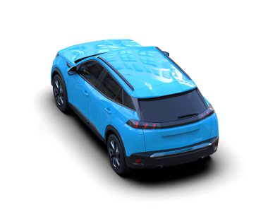 Beyaz arka plan üzerinde izole elektrikli otomobil