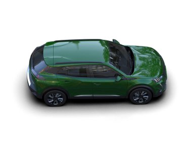 yeşil modern şehir arabası - 3D görüntüleme