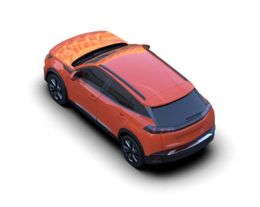 modern araba beyaz arka planda izole edildi. 3 boyutlu çizim - illüstrasyon