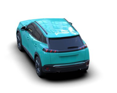 Beyaz arka planda izole edilmiş elektrikli araba. 3d oluşturma -