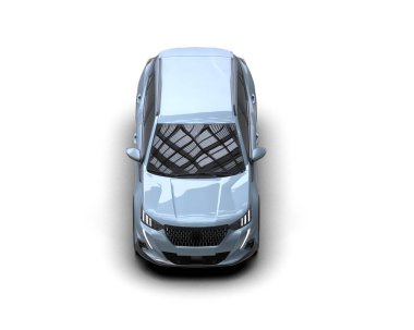 3 boyutlu elektrikli bir arabanın beyazı izole edilmiş hali.