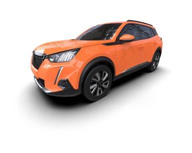 Beyaz arka planda modern bir SUV. 3d oluşturma