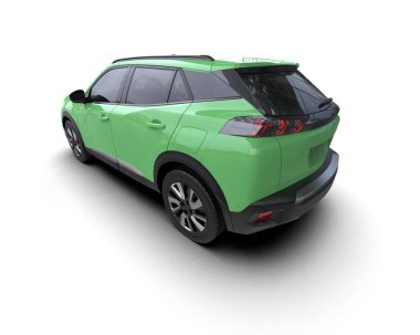 Beyaz arkaplanda yeşil SUV