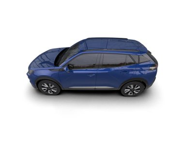 Beyaz arkaplanda mavi SUV