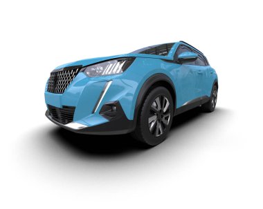 mavi araba üzerinde beyaz izole