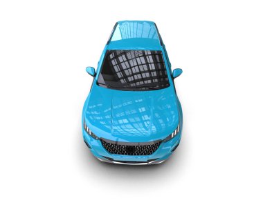 3D illüstrasyon mavi araba
