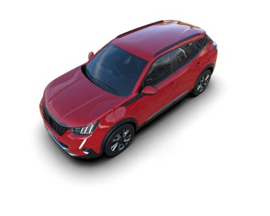 Beyaz bir arka plan üzerinde izole kırmızı spor araba