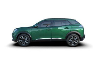 yeşil modern araba beyaz arka planda izole edilmiş..