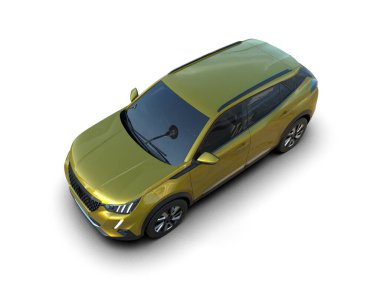 Bir aile ve insanlar için modern şehir arabası. 3d illüstrasyon