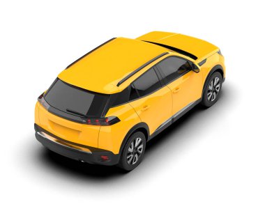 Beyaz arka planda sarı şehir konsepti. 3d oluşturma