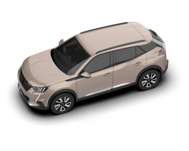beyaz arkaplandaki modern SUv 3 boyutlu görüntüleme