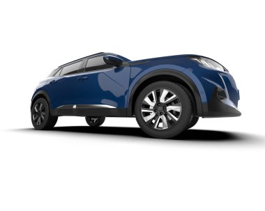 Beyaz arkaplanda mavi araba