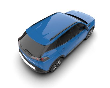 beyaz arka planda modern mavi araba - 3 boyutlu görüntüleme