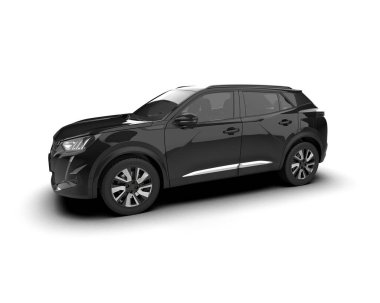 Siyah arka planı olan modern kompakt araba - arka plan