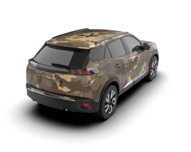 Modern SUV beyaz arka planda izole edildi. 3d oluşturma