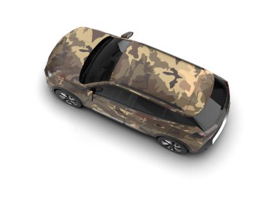 Beyaz arka planda modern bir araba. 3d illüstrasyon -