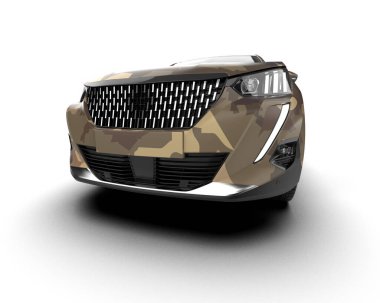 Beyaz arkaplanda 3D siyah araba görüntüsü