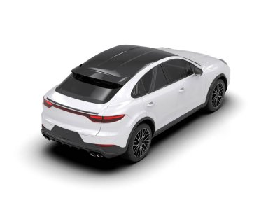 Modern araba beyaz arka planda izole edilmiş. 3d illüstrasyon.