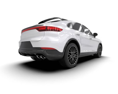 Modern araba arka planda izole edilmiş. 3D görüntüleme - illüstrasyon