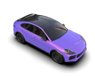 beyaz arka planda izole edilmiş mor spor araba